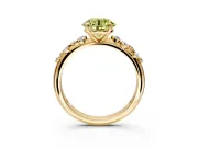 Cluster Engagement Ring Setting for Fancy Yellow Round Cut Center with Round Cut Accent Band and Prong Head in Yellow Gold