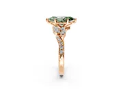 Solitaire Engagement Ring Setting for Fancy Green Marquise Center with Marquise Accent Twist Band and Prong Head in Rose Gold