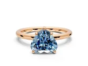 Low-Set Solitaire Engagement Ring Setting for Fancy Blue Heart-Shaped Center with Thin Plain Band and Prong Head in Rose Gold