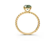 Solitaire Engagement Ring Setting for Fancy Green Oval Center with Plain Twisted Rope Band and Prong Head in Yellow Gold
