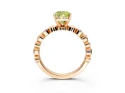 Solitaire Engagement Ring Setting for Fancy Yellow Cushion Cut Center with Beaded Bezel Station Band and Prong Head in Rose Gold