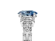 Solitaire Engagement Ring Setting for Fancy Blue Oval Center with Filigree Band and Prong Head in Platinum