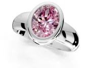 Solitaire Engagement Ring Setting for Fancy Pink Oval Center with Wide Band and Bezel Head in Platinum