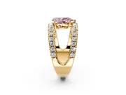 Solitaire Engagement Ring Setting for Fancy Pink Pear-Shaped Center with Wide-Open Split Shank and Prong Head in Yellow Gold