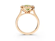 Single Halo Engagement Ring Setting for Fancy Yellow Cushion Cut Center with Corner Claws, Plain Band and Prong Head in Rose Gold