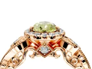 Milgrain Halo Engagement Ring Setting for Fancy Yellow Pear-Shaped Center with Shoulder Bezels and Prong Head in Rose Gold