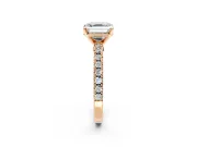 Solitaire Engagement Ring Setting for Asscher Cut Center with Single Row Accent Band and Prong Head in Rose Gold