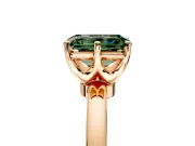 Solitaire Engagement Ring Setting for Fancy Green Emerald Cut Center with Plain Band and Tulip Prong Head in Rose Gold