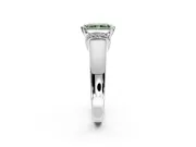 Solitaire Engagement Ring Setting for Fancy Green Radiant Cut Center with Wide Band, Pave Collar and Prong Head in White Gold