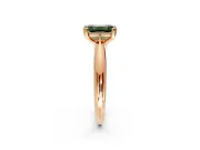 Solitaire Engagement Ring Setting for Fancy Green Emerald Cut Center with Reverse Tapered Band and Prong Head in Rose Gold