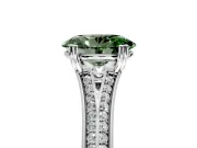 Solitaire Engagement Ring Setting for Fancy Green Oval Center with Pave Rail Split Shank and Prong Head in Sterling Silver