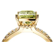 Solitaire Engagement Ring Setting for Fancy Yellow Princess Cut Center with Raised Channel Band and Prong Head in Yellow Gold