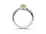Cluster Engagement Ring Setting for Fancy Yellow Oval Center with Round Cut Accent Band and Prong Head in Sterling Silver