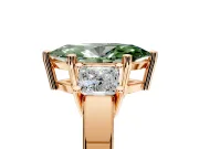 3 Stone Engagement Ring Setting for Fancy Green Marquise Center with Matching Side Accents and Prong Head in Rose Gold
