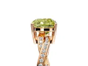Solitaire Engagement Ring Setting for Fancy Yellow Cushion Cut Center with Twisted Pave Band and Prong Head in Rose Gold