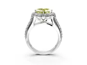 Large Accent Halo Engagement Ring Setting for Fancy Yellow Asscher Cut Center with Pave Split Shank and Prong Head in Platinum