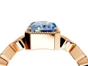Milgrain Bezel Engagement Ring Setting for Fancy Blue Radiant Cut Center with Marquise Stations and Bezel Head in Rose Gold