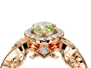 Milgrain Halo Engagement Ring Setting for Fancy Yellow Marquise Center with Shoulder Bezels and Prong Head in Rose Gold