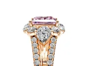 Halo Engagement Ring Setting for Fancy Pink Princess Cut Center with Two-Strand Split Shank and Prong Head in Rose Gold
