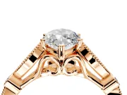 Solitaire Engagement Ring Setting for Marquise Center with Marquise and Bezel Accents and Prong Head in Rose Gold