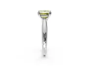 Solitaire Engagement Ring Setting for Fancy Yellow Princess Cut Center with Reverse Tapered Band and Prong Head in Sterling Silver