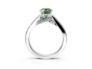 Solitaire Engagement Ring Setting for Fancy Green Oval Center with Crossover Accents and Prong Head in Platinum