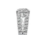 Solitaire Engagement Ring Setting for Cushion Cut Center with Pave Split Shank and Prong Head in Platinum