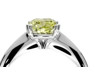 Solitaire Engagement Ring Setting for Fancy Yellow Cushion Cut Center with Reverse Tapered Band and Prong Head in Platinum