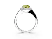 Halo Engagement Ring Setting for Fancy Yellow Round Cut Center with Plain Tapered Band and Prong Head in Platinum