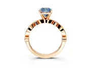 Solitaire Engagement Ring Setting for Fancy Blue Cushion Cut Center with Milgrain Bezel Accents and Prong Head in Rose Gold