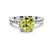 Rope Engagement Ring Setting for Fancy Yellow Round Cut Center with Accent Shoulders and Prong Head in Platinum