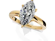 Solitaire Engagement Ring Setting for Marquise Center with Basket Rail and Prong Head in Yellow Gold