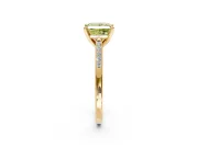 Solitaire Engagement Ring Setting for Fancy Yellow Princess Cut Center with Channel Accents and Prong Head in Yellow Gold