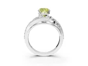 Halo Engagement Ring Setting for Fancy Yellow Cushion Cut Center with Marquise and Pave Bypass Band and Prong Head in Platinum
