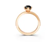 Milgrain Pave Engagement Ring Setting for Fancy Black Marquise Center with Accent Band and Prong Head in Rose Gold