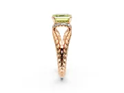 Halo Engagement Ring Setting for Fancy Yellow Asscher Cut Center with Rope Twist Split Shank and Prong Head in Rose Gold