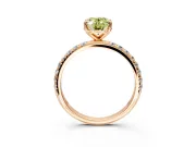 Solitaire Engagement Ring Setting for Fancy Yellow Oval Center with Micro Pave Band and Prong Head in Rose Gold