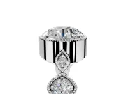 Vintage Station Engagement Ring Setting for Round Cut Center with Accents and Prong Head in Sterling Silver