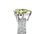 Solitaire Engagement Ring Setting for Fancy Yellow Pear-Shaped Center with Multi-Row Pave Accents and Basket Head in Platinum