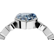 Milgrain Bezel Engagement Ring Setting for Fancy Blue Heart-Shaped Center with Marquise Stations and Bezel Head in Sterling Silver
