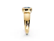 Solitaire Engagement Ring Setting for Fancy Blue Cushion Cut Center with Wide Band and Bezel Head in Yellow Gold