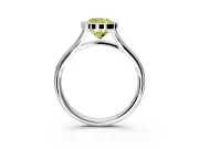 Solitaire Engagement Ring Setting for Fancy Yellow Cushion Cut Center with V Split Shank and Bezel Head in Sterling Silver