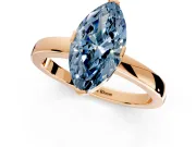 Solitaire Engagement Ring Setting for Fancy Blue Marquise Center with Plain Band and Flat Tab Prong Head in Rose Gold