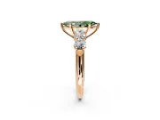 5 Stone Engagement Ring Setting for Fancy Green Marquise Center with Graduated Accents and Prong Head in Rose Gold