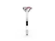 Solitaire Engagement Ring Setting for Fancy Pink Pear-Shaped Center with Tapered Shoulders and Prong Head in Sterling Silver