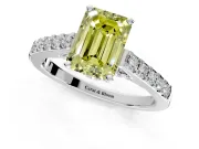 Solitaire Engagement Ring Setting for Fancy Yellow Emerald Cut Center with Crossover Accents and Prong Head in Sterling Silver