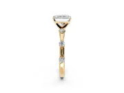 Solitaire Engagement Ring Setting for Radiant Cut Center with Bezel Station Band and Prong Head in Yellow Gold