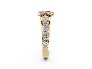 Solitaire Engagement Ring Setting for Fancy Pink Pear-Shaped Center with Graduated Shared Prongs and Prong Head in Yellow Gold