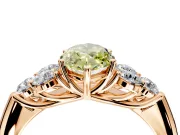 Cluster Engagement Ring Setting for Fancy Yellow Marquise Center with Round Cut Accent Frame and Prong Head in Rose Gold