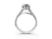 Solitaire Engagement Ring Setting for Fancy Green Oval Center with Accented Split Shank and Prong Head in Platinum